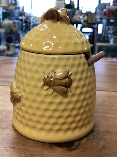 Yellow Honeypot with bees